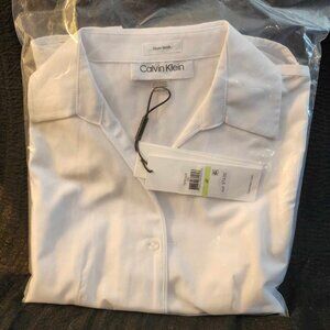 Calvin Klein White Button Down  Easy Care Non Iron Size 4P Small New With Tags